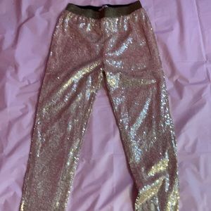 Gold pull-on slim pants